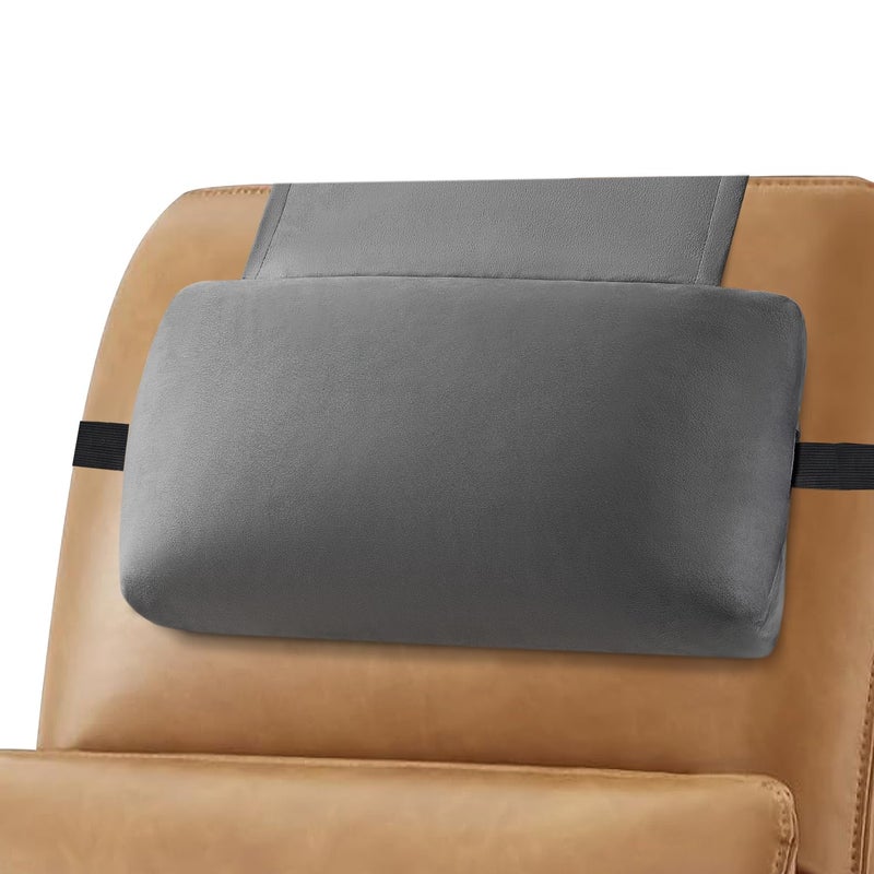 SofGlowly Head Recliner Pillow Adjustable Shredded Memory Foam Headrest Pillows for Recliner Chairs,Non-Slip Velvet Cushion for Pain Relief Neck Support Pillow for Travel Home Sofa Armchair with Zipper Cover - Image 1