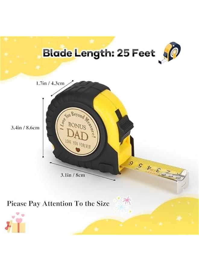 Arabest Step Dad Fathers Day Birthday Gifts, Bonus Dad Step Father Gifts from Step Daughter Son Kids, Best Stepdad Father's Day Gifts for Stepfather Stepped Up Dad, Funny Engraved Tape Measure 25 FT Tool GIF  - Image 2