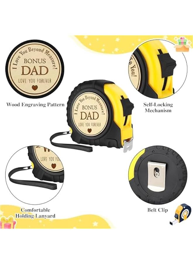 Arabest Step Dad Fathers Day Birthday Gifts, Bonus Dad Step Father Gifts from Step Daughter Son Kids, Best Stepdad Father's Day Gifts for Stepfather Stepped Up Dad, Funny Engraved Tape Measure 25 FT Tool GIF  - Image 4