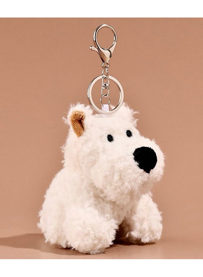 Soft Plush Mini Puppy Bag Charms - Hypoallergenic White Stuffed Keychain for Backpacks/Handbags/Keys, Cuddly Travel Buddy for Girls, Spring Semester Gift for Kids & Ramadan Souvenir Plush Toys(13cm) - Image 1
