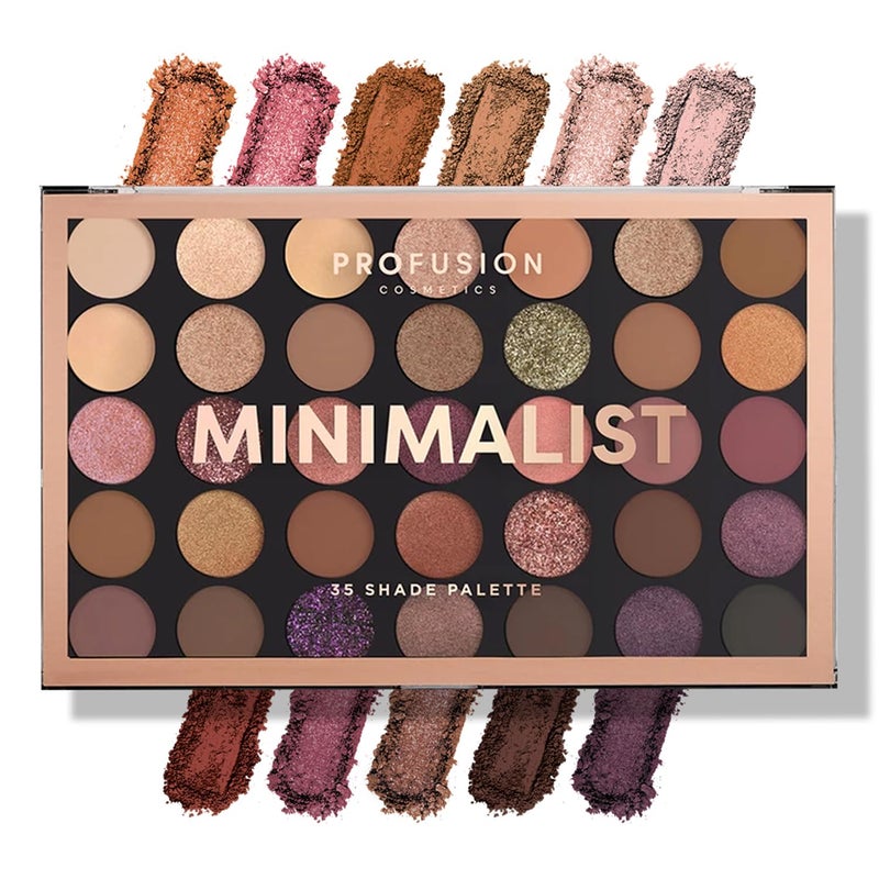 Profusion Cosmetics Minimalist 35 Shade Eyeshadow Palette - Blendable Natural Shades in Matte, Shimmer and Glitter Finishes for Mesmerizing Looks, Vegan & Cruelty-Free Makeup - Image 1