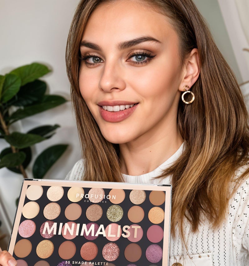 Profusion Cosmetics Minimalist 35 Shade Eyeshadow Palette - Blendable Natural Shades in Matte, Shimmer and Glitter Finishes for Mesmerizing Looks, Vegan & Cruelty-Free Makeup - Image 3