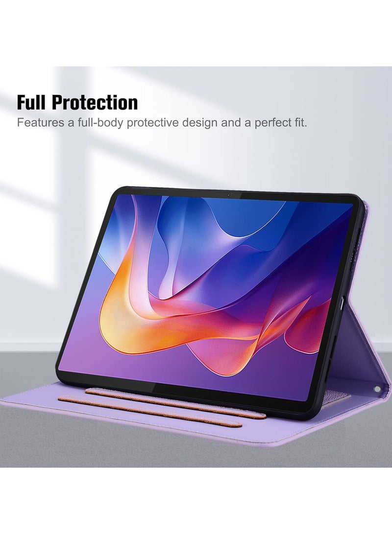 عام غلاف متوافق مع Samsung Tab S11 Ultra 14.6 إنش، غطاء لوحي بملمس جلد مع حامل قط وحافظة بطاقات وسلسلة، مقاوم للسقوط والخدوش، أنيق وعملي - Image 2