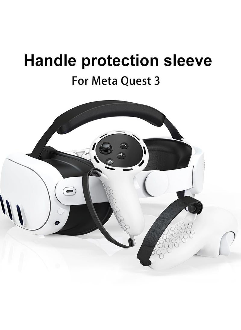 SYOSI - Controller Grips for Oculus Quest 3 Comfortable Silicone Cover with Controller Hand Straps 2Pcs Rocker Cap and Joystick Protection Reserve Precise Hole Positions White - Image 1