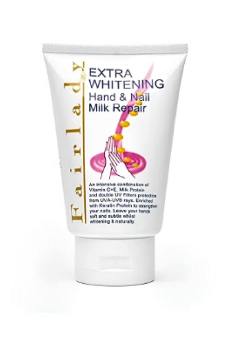 FAIRLADY - Fair Lady Vitamin-C, an UVA-UVB Extra Whitening Hand & Nail Milk Repair Cream 100ml - Image 1