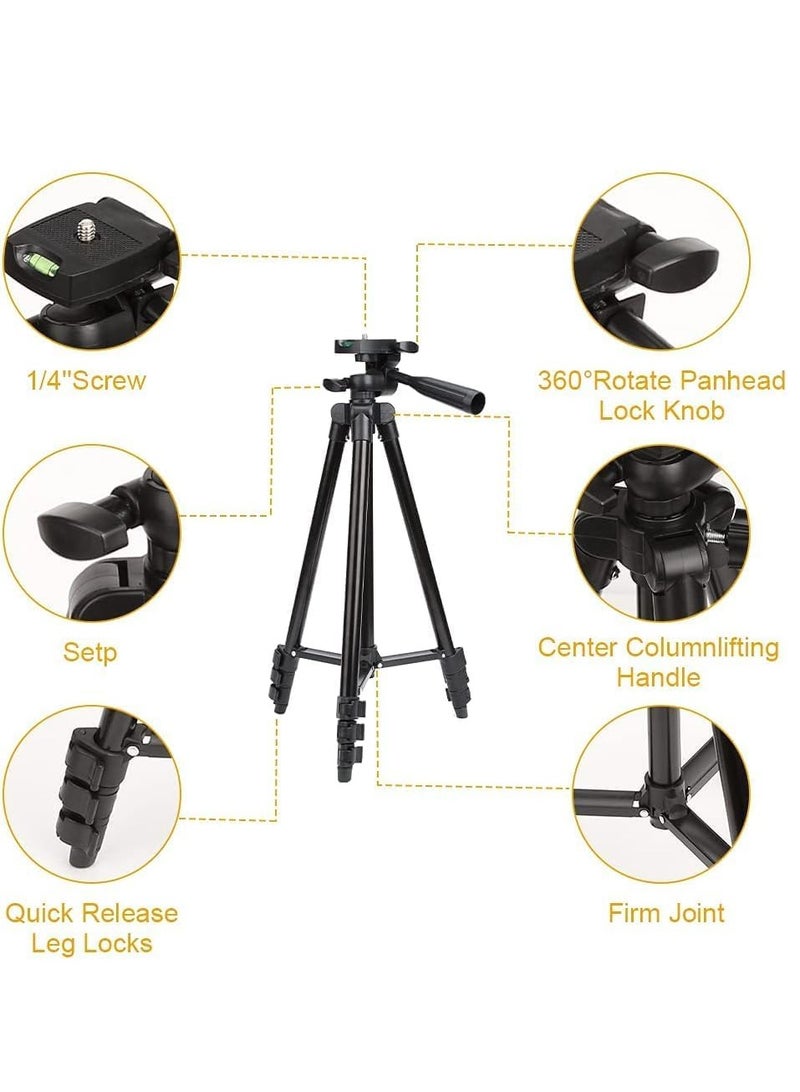 ELTRAZONE Phone Tripod, 50" Extendable Travel Video Tripod Stand for Phone and Camera with Bluetooth Remote Shutter and Phone Clip, Compatible with iPhone & Android Phone - Image 5