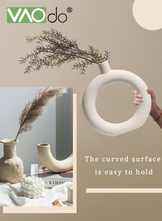 VAOdo مزهرية سيراميك بسيطة زخرفة جنينية زهور مجففة مزهرية زهور النمذجة الإبداعية ديكور المنزل الفني - Image 5