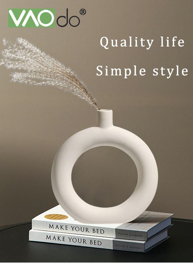 VAOdo مزهرية سيراميك بسيطة زخرفة جنينية زهور مجففة مزهرية زهور النمذجة الإبداعية ديكور المنزل الفني - Image 3