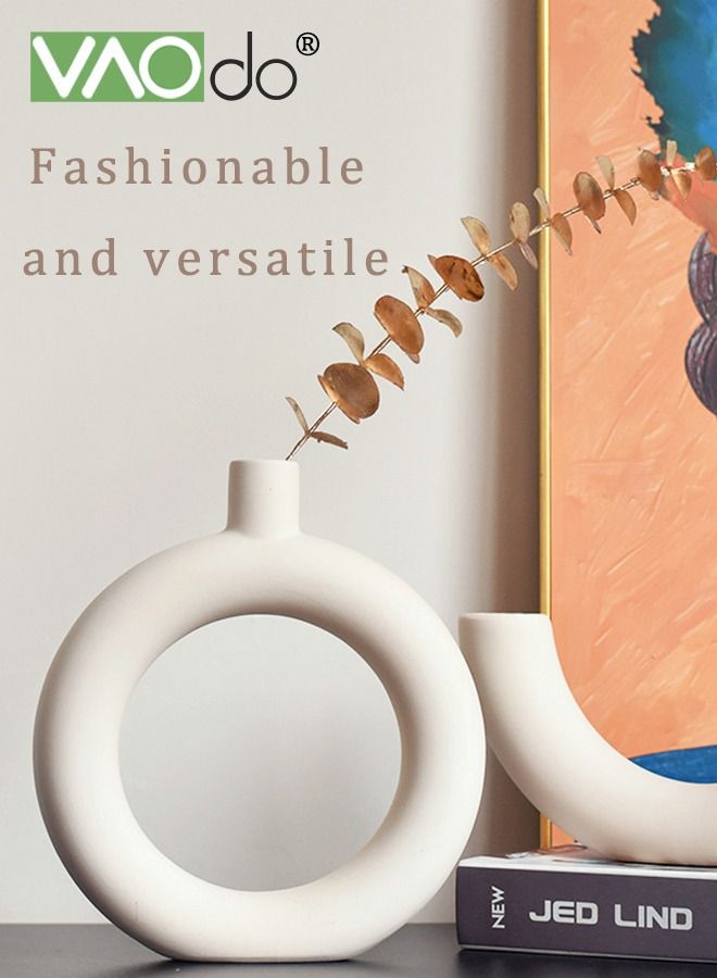 VAOdo مزهرية سيراميك بسيطة زخرفة جنينية زهور مجففة مزهرية زهور النمذجة الإبداعية ديكور المنزل الفني - Image 4
