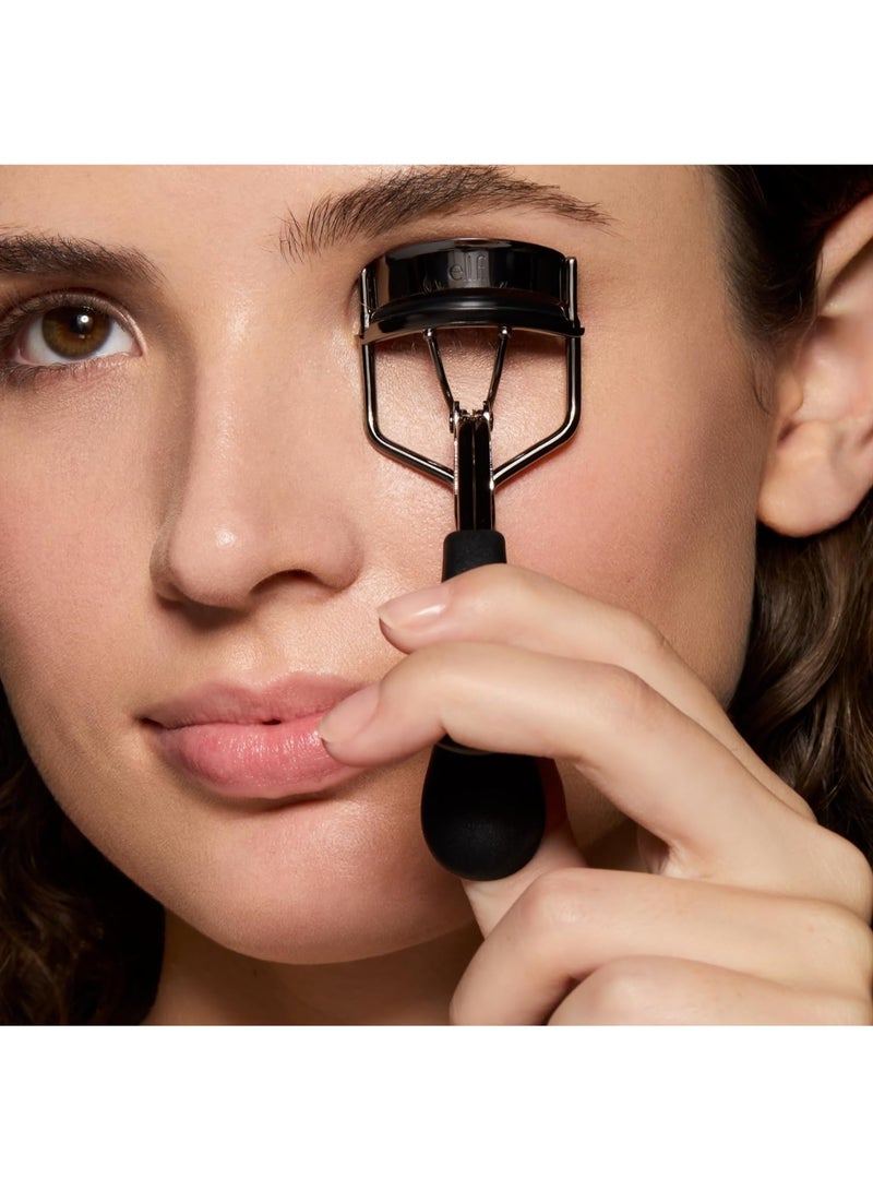 elf e.l.f. Pro Eyelash Curler, Strong, Contoured, Eye-Opening, Voluminous Lashes, Includes Additional Rubber Replacement Pad, Silver - Image 2