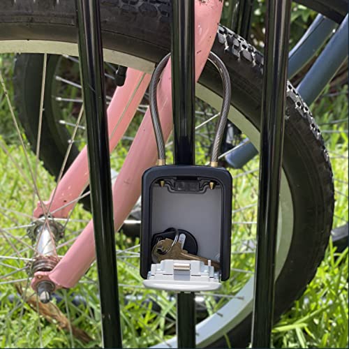 Iron Lock® Key Lock Box Portable with Removable Cable Shackle Indoor Outdoor Waterproof 4 Digit Combo Resettable Code with A B Switch Key Lockbox for Outside Spare Keys for Realtors (Small, Grey) - Image 2