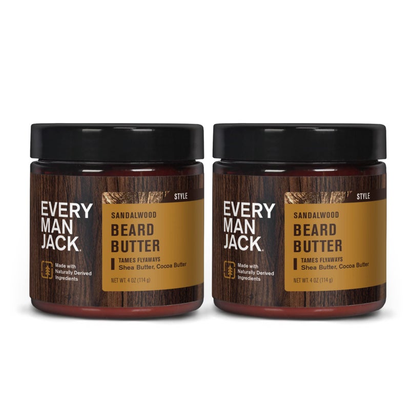 Every Man Jack Beard Butter Subtle Sandalwood Fragrance  Hydrates and Styles Dry Unruly Beards While Relieving Itch  Naturally Derived with Shea Butter and Coconut Oil  4ounce 2 Pack