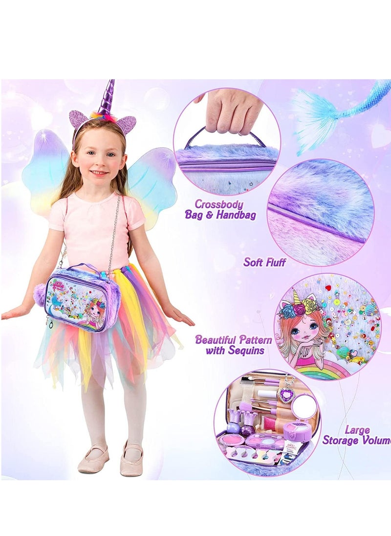 Joshberg - Makeup Kit for Kids Real Washable Makeup Set Cosmetic Beauty Set for Girls.Purple - Image 1