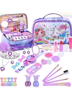 Joshberg Makeup Kit for Kids Real Washable Makeup Set Cosmetic Beauty Set for Girls.Purple  - Image 1