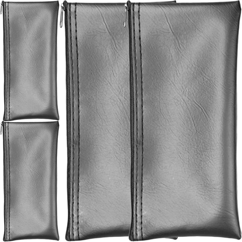 VICASKY 4pcs Pu Leather Microphone Carrying Bag with Zipper, Dustproof Mic Storage Pouch Set for Karaoke and Portable Mic Protection - Image 1