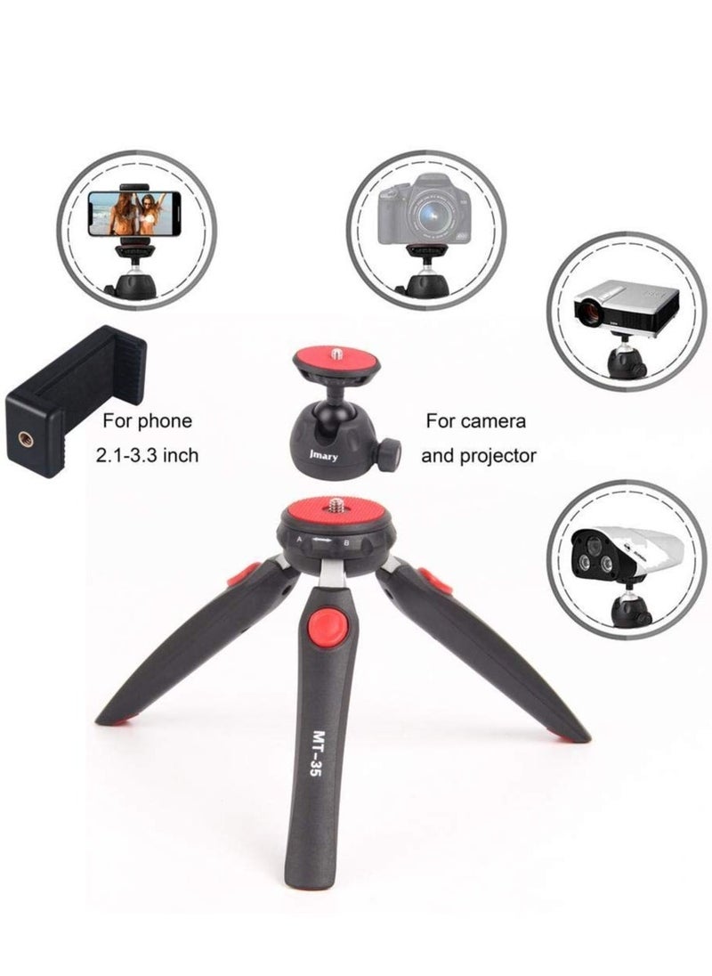 Jmary MT-35 - Table Top Mini Portable Fold-able Extendable Tripod Stand for Mobile Phones and DSLR & Digital Cameras - Coming with Universal Mobile Phone Holder (MT-35-BLK) - Image 3