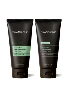 Hawthorne Hawthorne Mens Everyday Essential Skincare Set With Face Wash Cleanser and Lotion A 2Step Routine for Smooth Hydrated Skin All Natural Ingredients Paraben Free Phthalate Free 4 Fl Oz Each 
