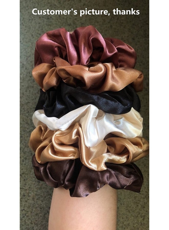 CHIROGRAPHY Satin Silk Hair Scrunchies for Women and Girls | Soft Ribbon for Ponytails, Hairstyles, and Wrist Accessories | Elastic Hair Bands for Thin, Medium, and Thick Hair (Pack of 6) - Image 4