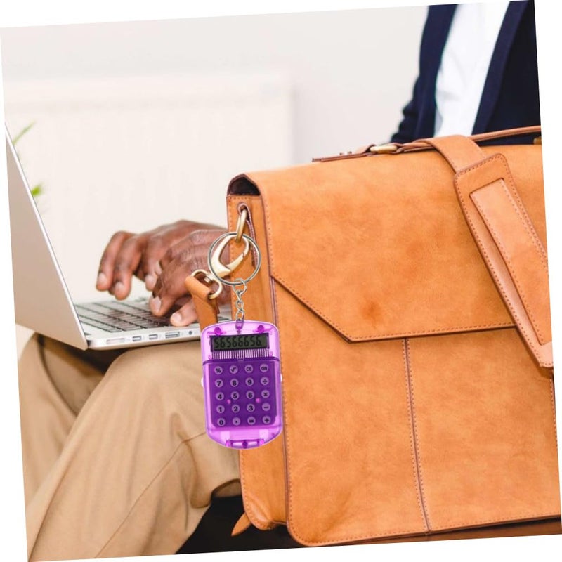 Compact Portable Keychain Calculator 4 Pack Purple Flip Cover For Students School Travel - Image 5