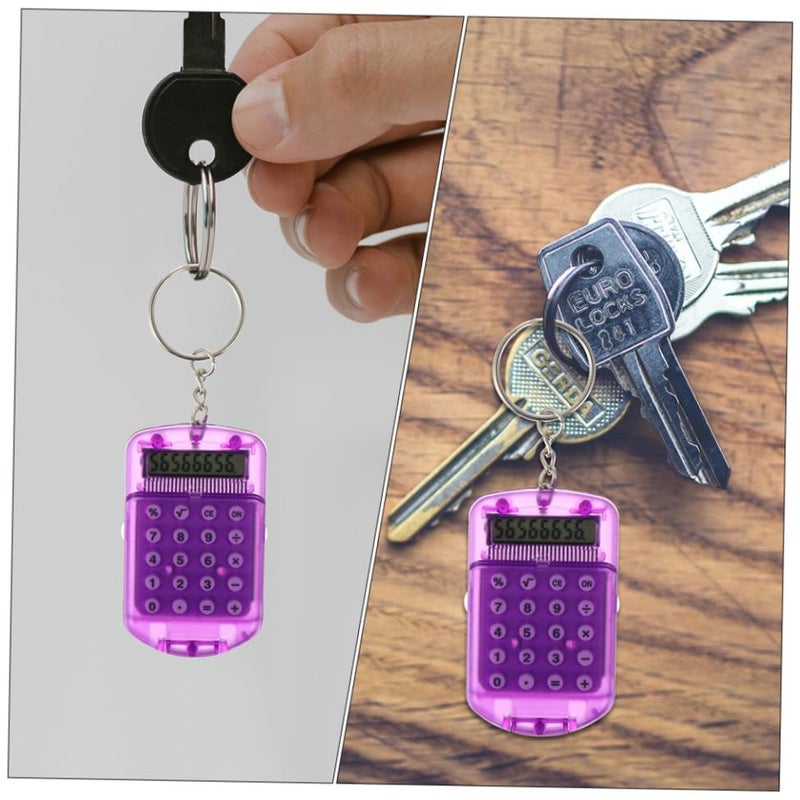 Compact Portable Keychain Calculator 4 Pack Purple Flip Cover For Students School Travel - Image 4