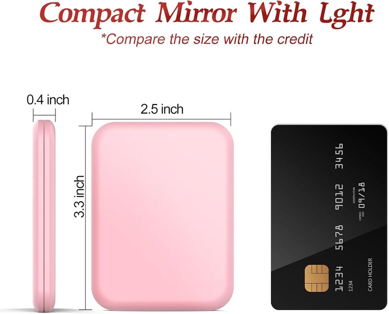 MOXYOY Pocket Mirror, 1X/3X Magnification LED Compact Mirror with Iternal BIattery, Portable, Handheld, Foldable Travel Makeup Mirror for Purse, Travel and Daily Use, Ideal for Gift Giving, Pink - Image 4