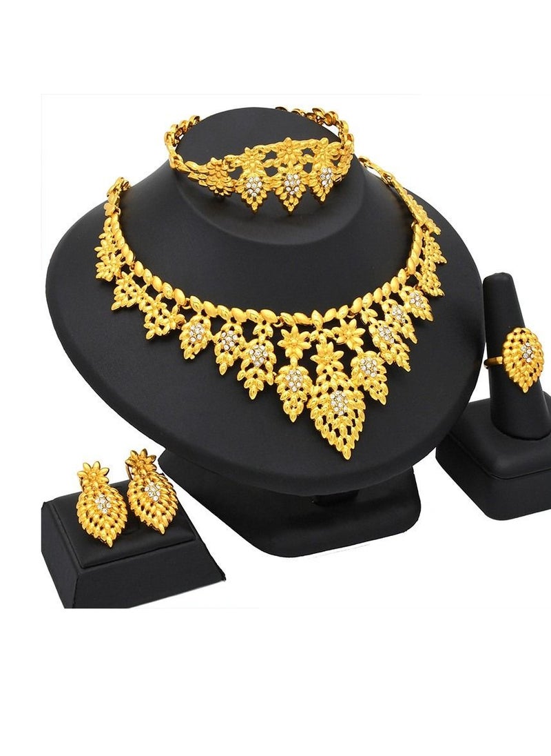 M MIAOYAN - M MIAOYAN fashion ladies ferry gold jewellery set bridal wedding necklace earrings ring bracelet set - Image 1