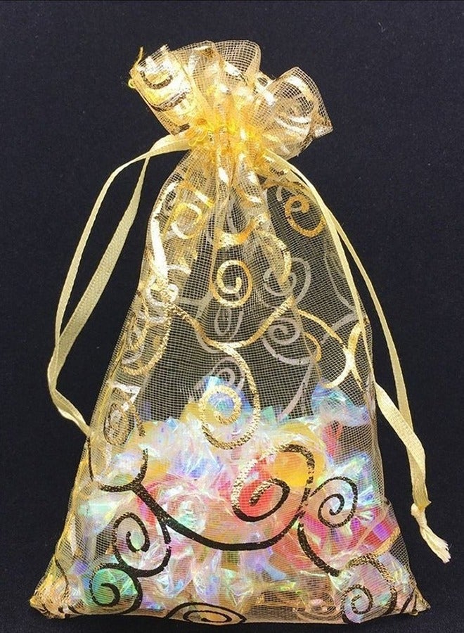 100Pcs Gold Organza Bags for Party Favor Bags Small Business Candy Bags Mesh Bag Wedding Favors Small Gift Bags 4 x 4.7in - Image 5