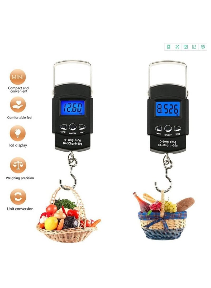 SYOSI Digital Scale Baggage Scale, Fish Scale Heavy Weight Scale, Backlight Scale, Ultra Portable Scale, Scale Suitcase, Fishing Postal Hanging Hook Scale with Measuring Tape110lb /50kg - Image 4