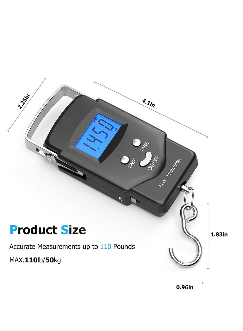 SYOSI Digital Scale Baggage Scale, Fish Scale Heavy Weight Scale, Backlight Scale, Ultra Portable Scale, Scale Suitcase, Fishing Postal Hanging Hook Scale with Measuring Tape110lb /50kg - Image 3