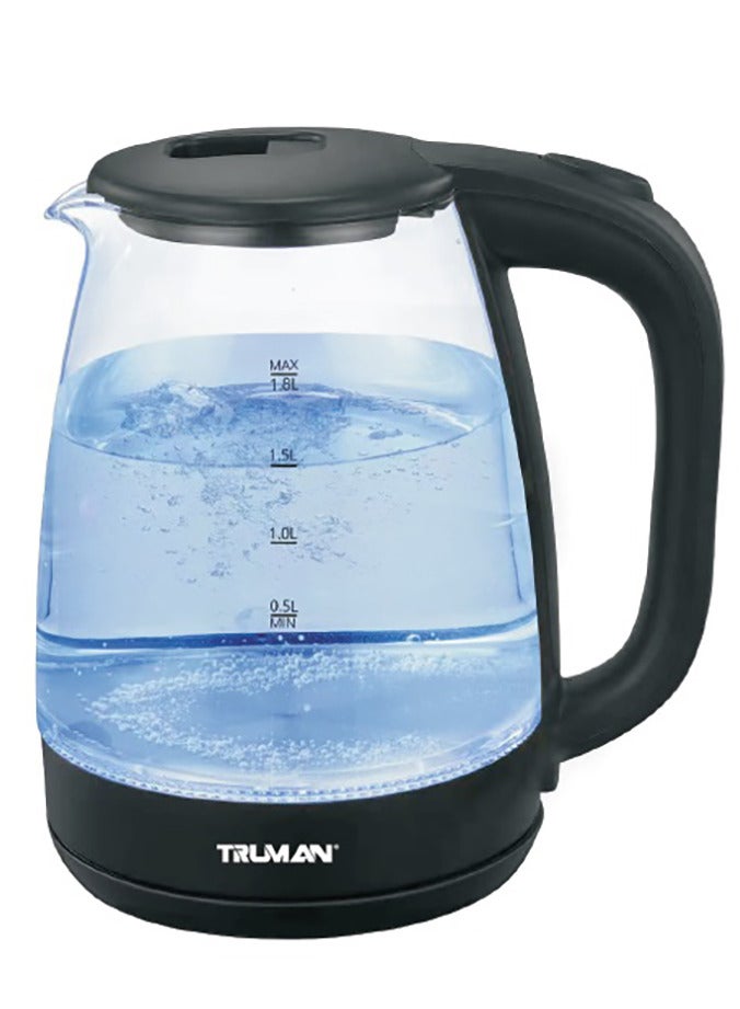 ترومان Truman Electric Pyrex Glass Kettle,1.8L Capacity, TM-K 2501BK, Black