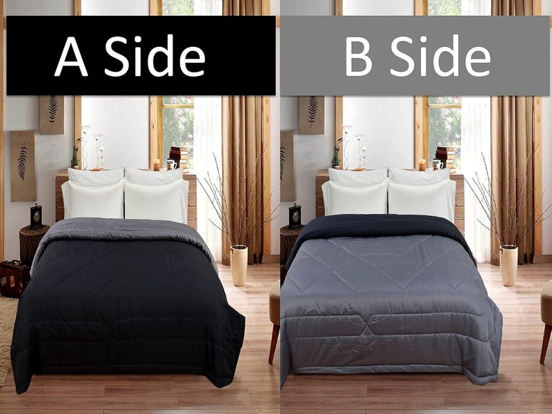 BSB HOME BSB HOME Microfiber Solid Reversible Soft AC Comforter Double Bed Blanket for Summer/All Season (Z Black & Grey, 200GSM, King Size, 90 x 100 inches)  - Image 2