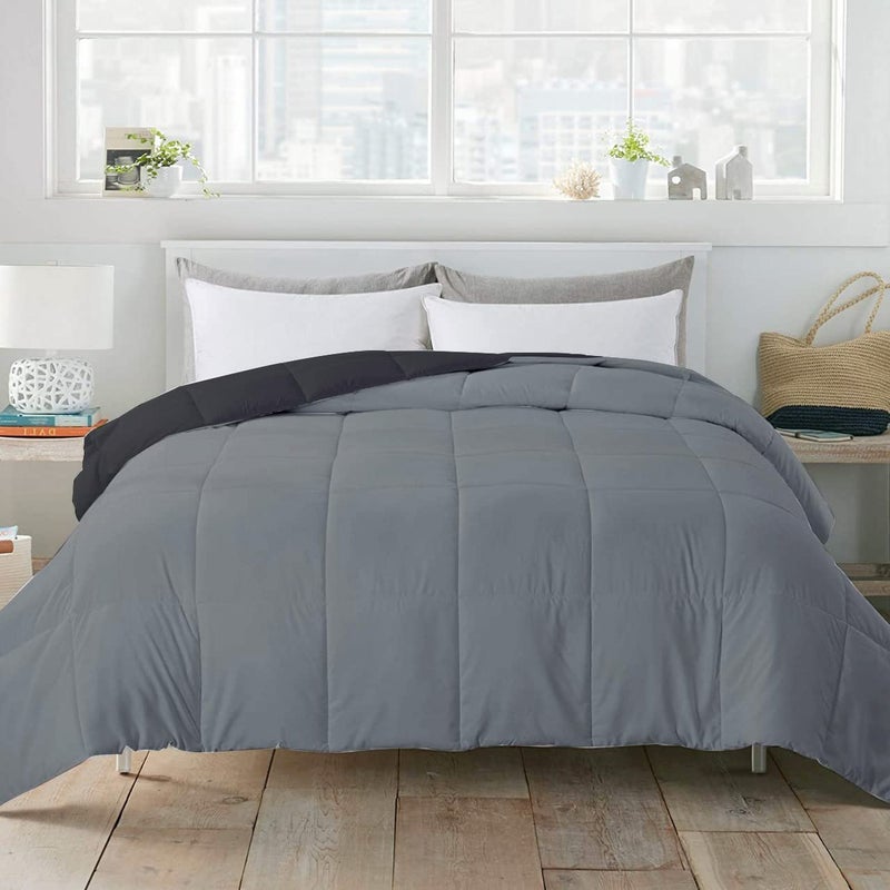 BSB HOME BSB HOME Microfiber Solid Reversible Soft AC Comforter Double Bed Blanket for Summer/All Season (Z Black & Grey, 200GSM, King Size, 90 x 100 inches)  - Image 4