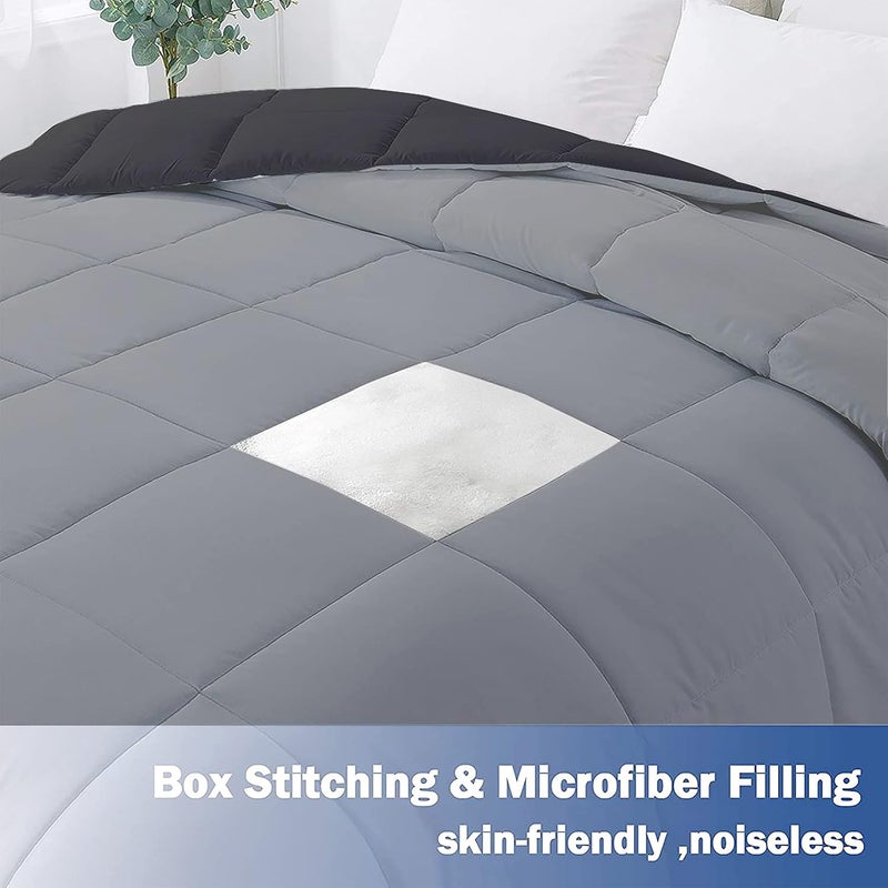 BSB HOME BSB HOME Microfiber Solid Reversible Soft AC Comforter Double Bed Blanket for Summer/All Season (Z Black & Grey, 200GSM, King Size, 90 x 100 inches)  - Image 5