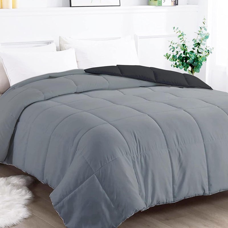 BSB HOME BSB HOME Microfiber Solid Reversible Soft AC Comforter Double Bed Blanket for Summer/All Season (Z Black & Grey, 200GSM, King Size, 90 x 100 inches)  - Image 3