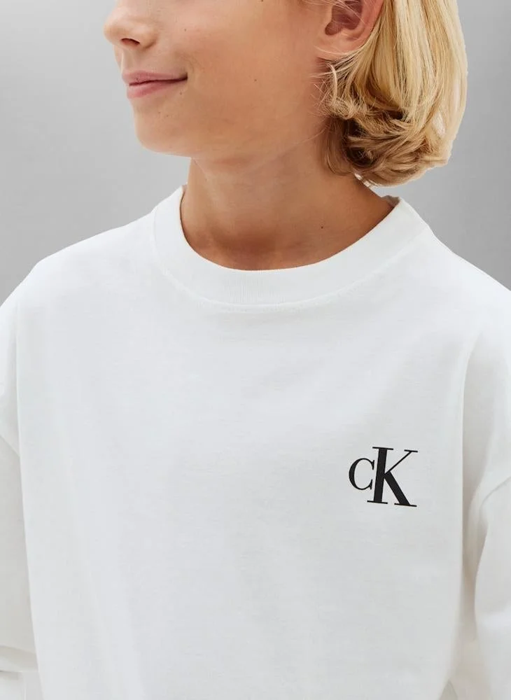 Calvin Klein Jeans Brightwhite/Pvhblack 2-Pack Monogram Logo Long Sleeve T-Shirts for Men | Best Price UAE