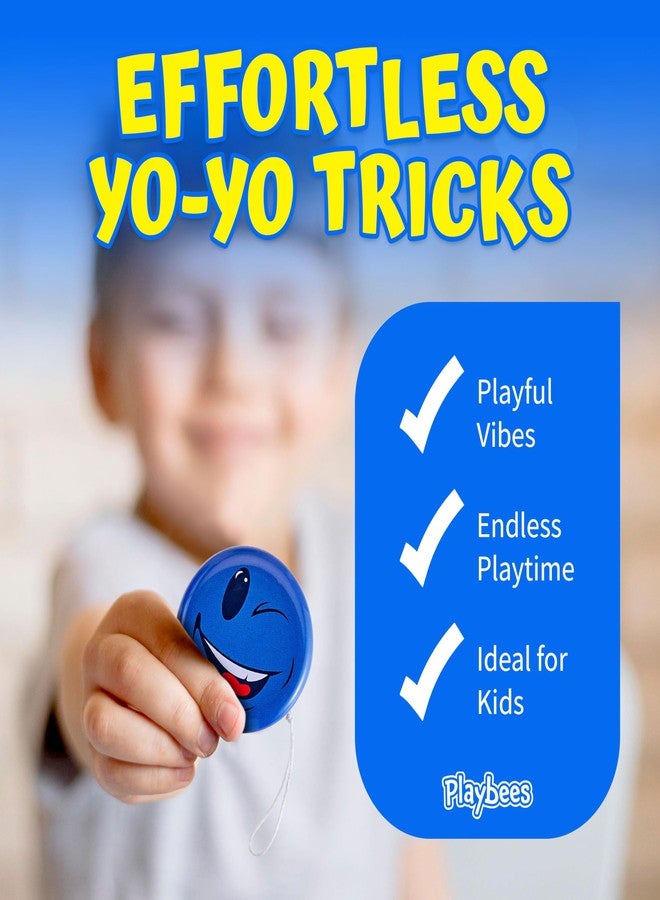Playbees Metal Smiley Faces YoYos - Set of 12 - 2 Inch for Kids - Assorted Colors Emoticon - Bulk for Beginners, Ideal for Party Favors, Party Bag Collection, Birthday, Giveaways - Image 3