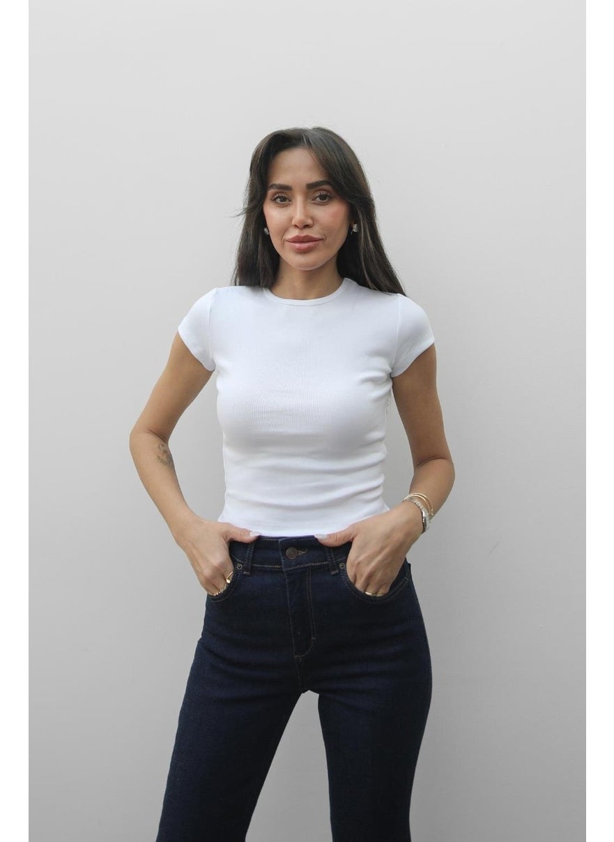 Havoş White Pena Crew Neck Fit T-Shirt  - Image 1