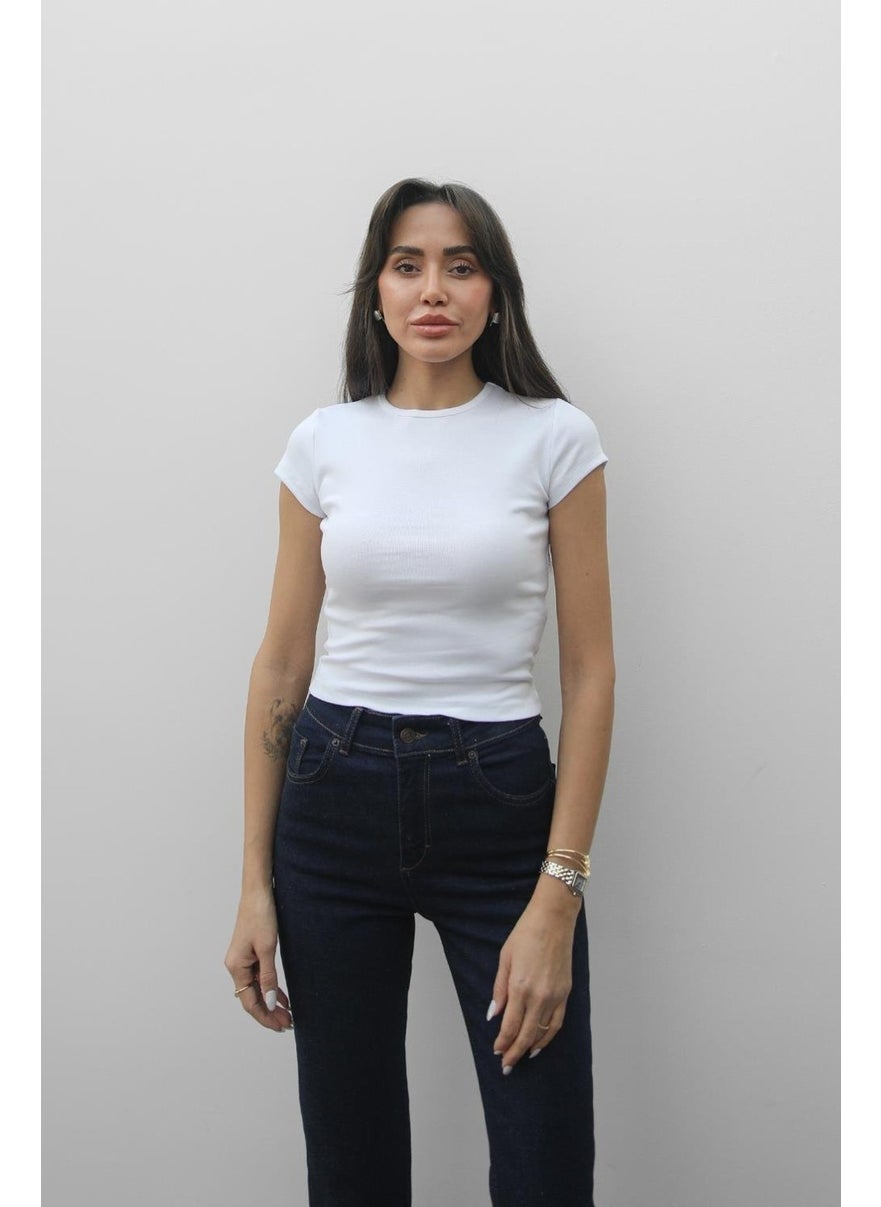 Havoş White Pena Crew Neck Fit T-Shirt  - Image 2