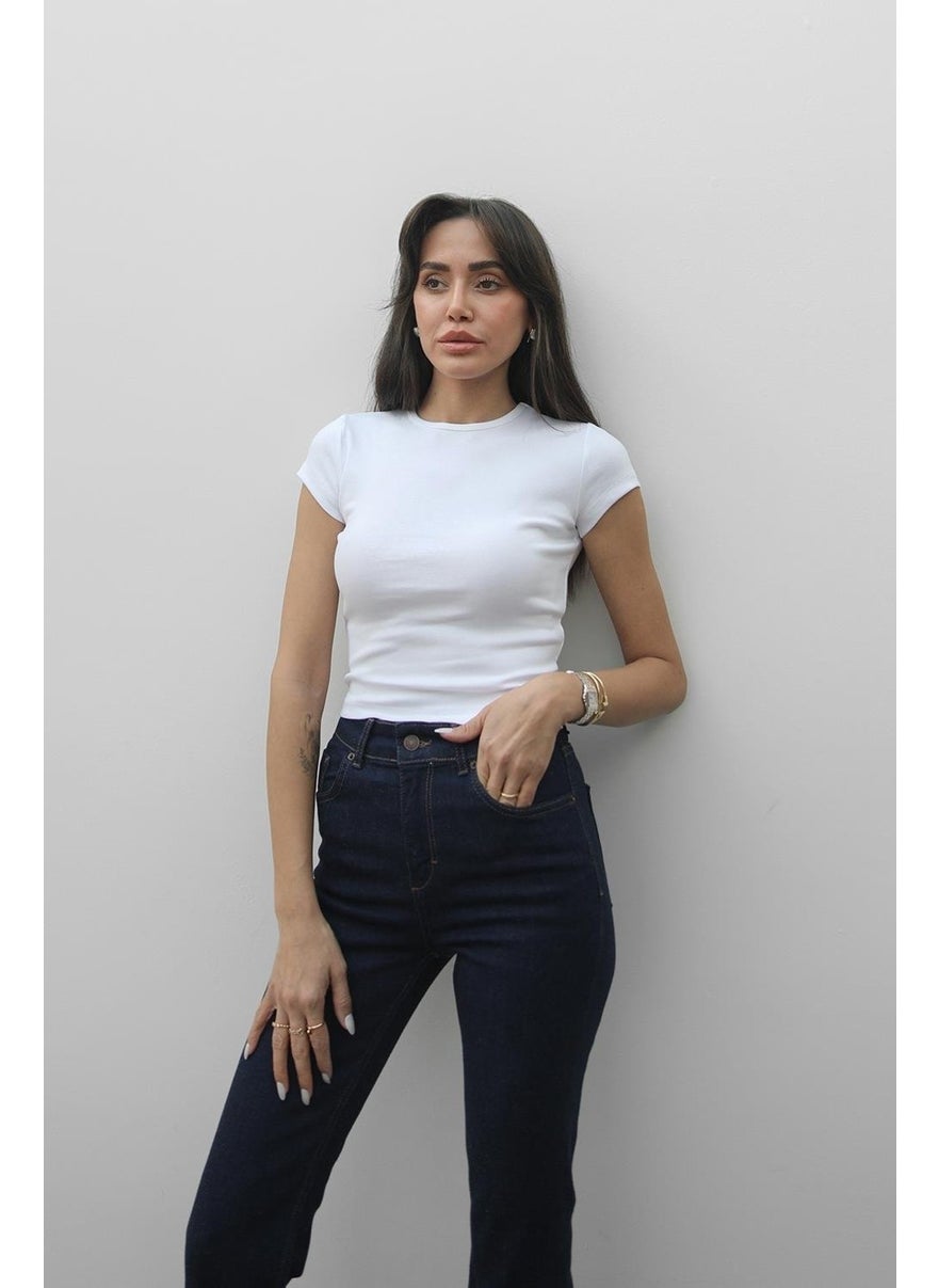 Havoş White Pena Crew Neck Fit T-Shirt  - Image 3