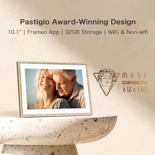 Pastigio Digital Picture Frame, 10.1'' Frameo Digital Frame Wifi, 32GB Memory, 1280*800 HD Touch Screen Digital Photo Frame, Wall Mountable, Share Instantly, Anniversary, Birthday Gifts for Women, Mom, Golden - Image 2