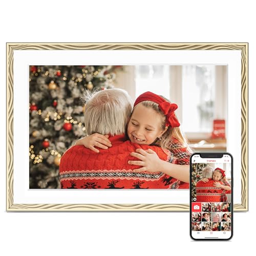 Pastigio Digital Picture Frame, 10.1'' Frameo Digital Frame Wifi, 32GB Memory, 1280*800 HD Touch Screen Digital Photo Frame, Wall Mountable, Share Instantly, Anniversary, Birthday Gifts for Women, Mom, Golden - Image 1