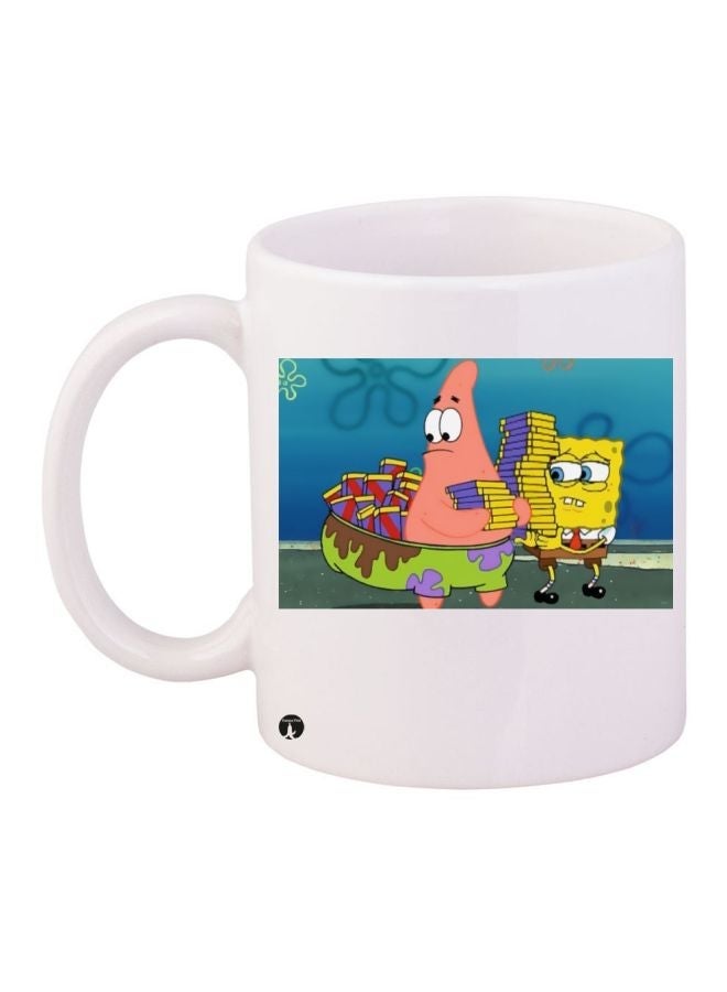 RYN SpongeBob SquarePants Printed Coffee Mug White/Pink/Yellow 11ounce