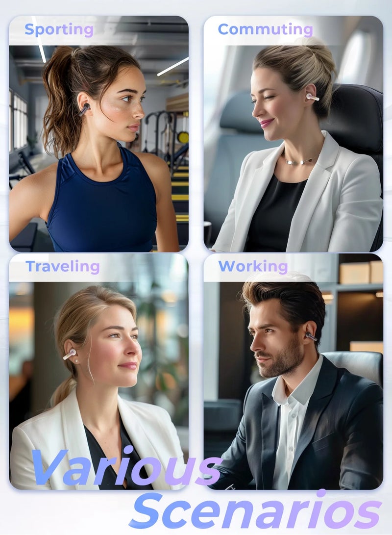 havit Open-Ear Clip Headphones with Bluetooth V5.3, Dual Microphones, and High-Quality Stereo Sound, AI Call Noise Cancellation for Clear Calls, Earbud and Ear Hook Design, IPX4 Waterproof Rating, 23 Hours of Playtime with Charging Case, Type-C Charging, and Smart touch controls- Black - Image 5