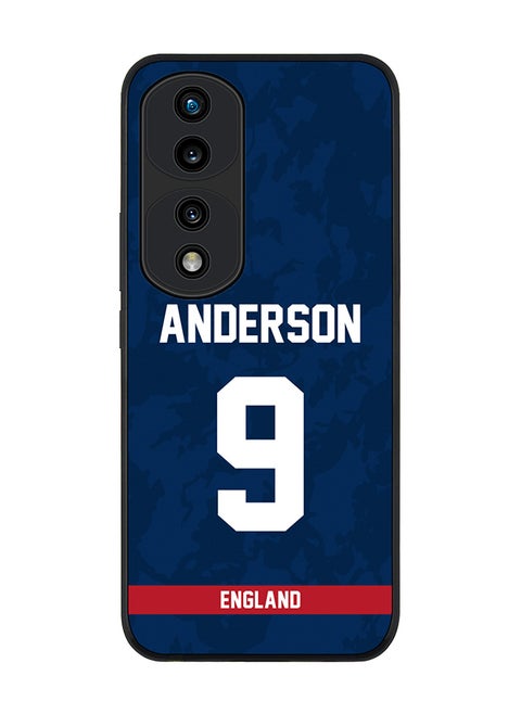 Rugged Black Edge Case for Honor 70 Pro, Slim fit Soft Case Flexible Rubber Edges Thin Cover - Player Name - James Anderson, Jersey Number- 9