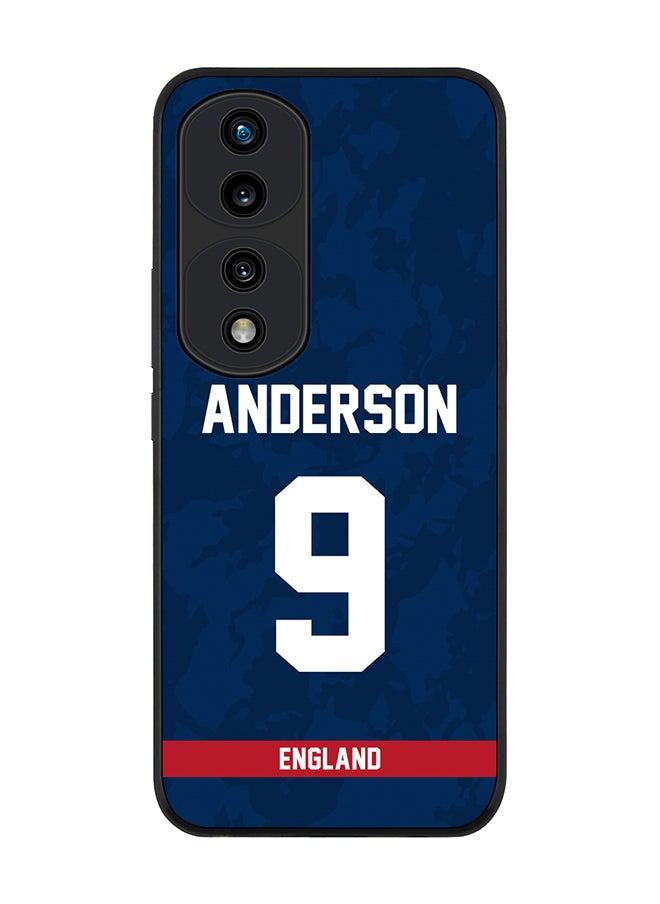 Rugged Black Edge Case for Honor 70 Pro, Slim fit Soft Case Flexible Rubber Edges Thin Cover - Player Name - James Anderson, Jersey Number- 9