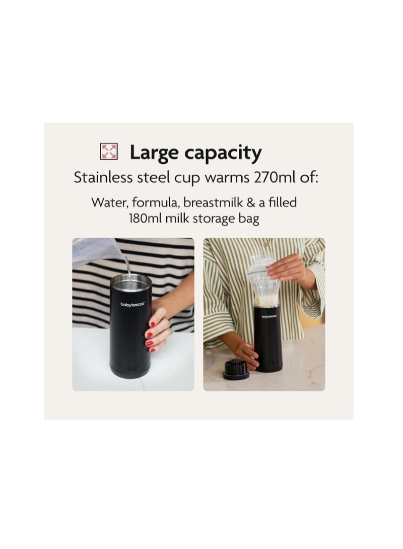 Baby Brezza Superfast Portable Baby Bottle Warmer – 67% Faster - Travel Breastmilk Warmer and Formula Warmer - Safe, Even Heating - Up to 9oz - No Adapters, Black - Image 5