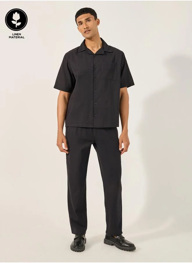 Styli Styli Linen Blend Shirt and Pant Co-Ords Set With Chest Pocket