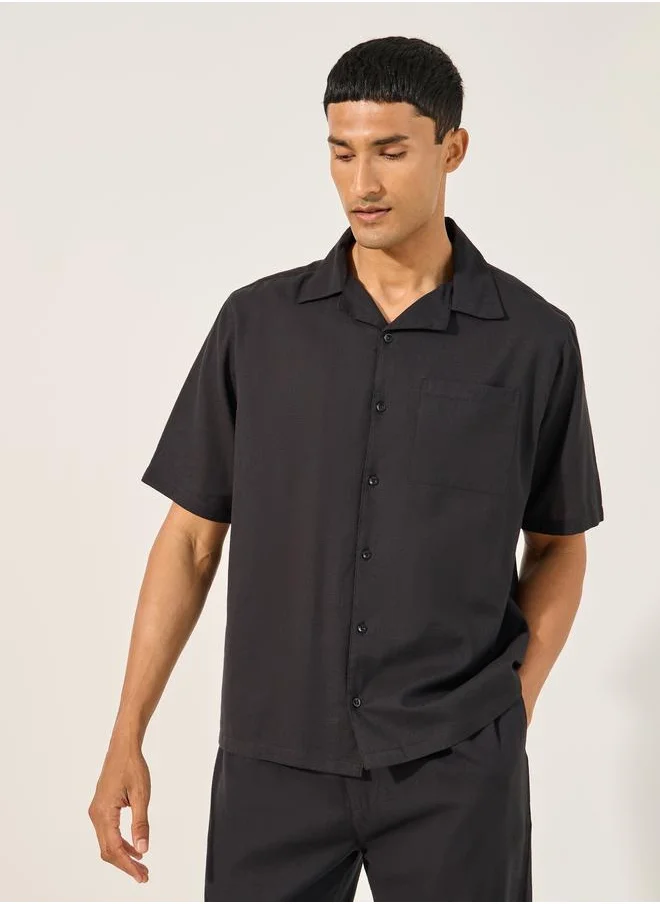 Styli Styli Linen Blend Shirt and Pant Co-Ords Set With Chest Pocket