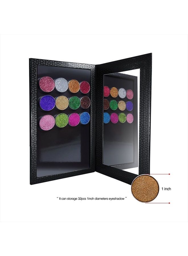 Allwon لوحة مكياج فارغة مغناطيسية مع مرآة مقاومة للكسر لأحمر الشفاه وظلال العيون والبلاشر ومسحوق الوجه (أسود) - Image 2