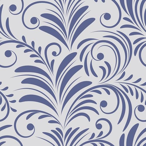 VaryFloral Boho Blue Leaf Wallpaper Peel and Stick Abstract Aesthetic Floral Bedroom Wall Paper Decorative Farmhouse Foliage Contact Paper for Cabinet Home Decor Removable Leaves Wallpaper 177x157 - Image 1